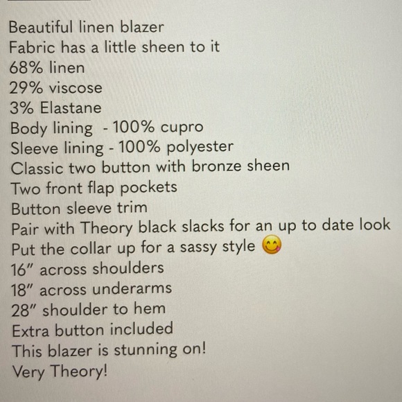 NEW THEORY TEXTURED LINEN JACKET Size 6 - Picture 9 of 9